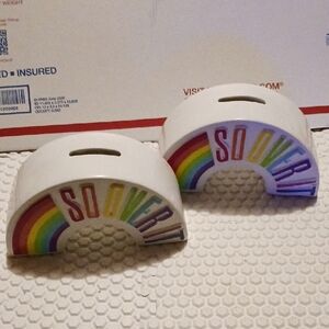Rainbow 'So Over It' Ceramic Coin Banks/Bookends